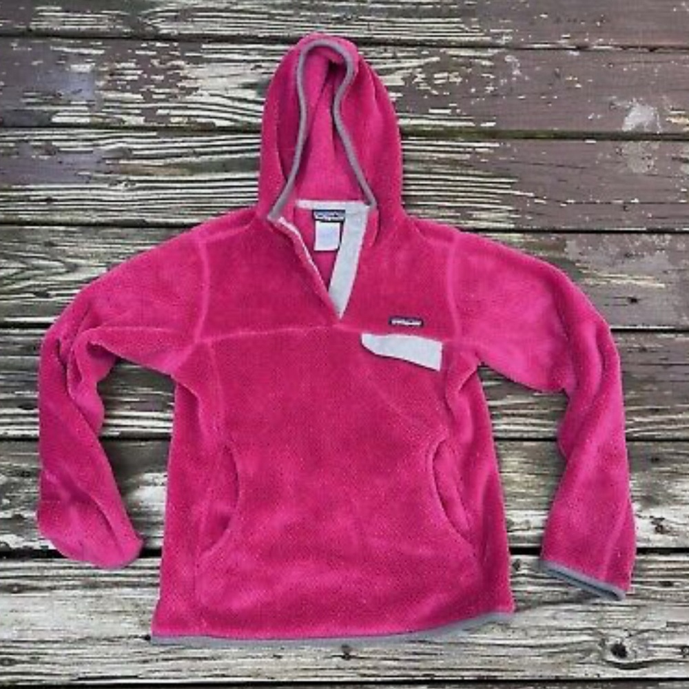 PATAGONIA Women's Hoodie Pullover Fleece Jacket Snap-T Magenta size S